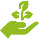 a Stylised Icon of a Green Hand Holding a Young Plant with Two Leaves, Symbolising Care and Growth in Environmental Conservation Across Multiple Service Locations.