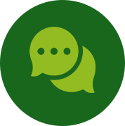 Chat bubble icon for easy contact with Maitland's tree problem-solving team.