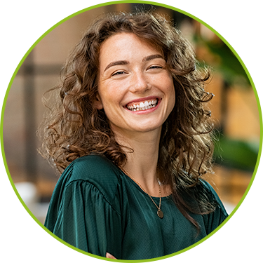 Happy Smiling Woman with Curly Hair Giving 5 Stars for Good Service.